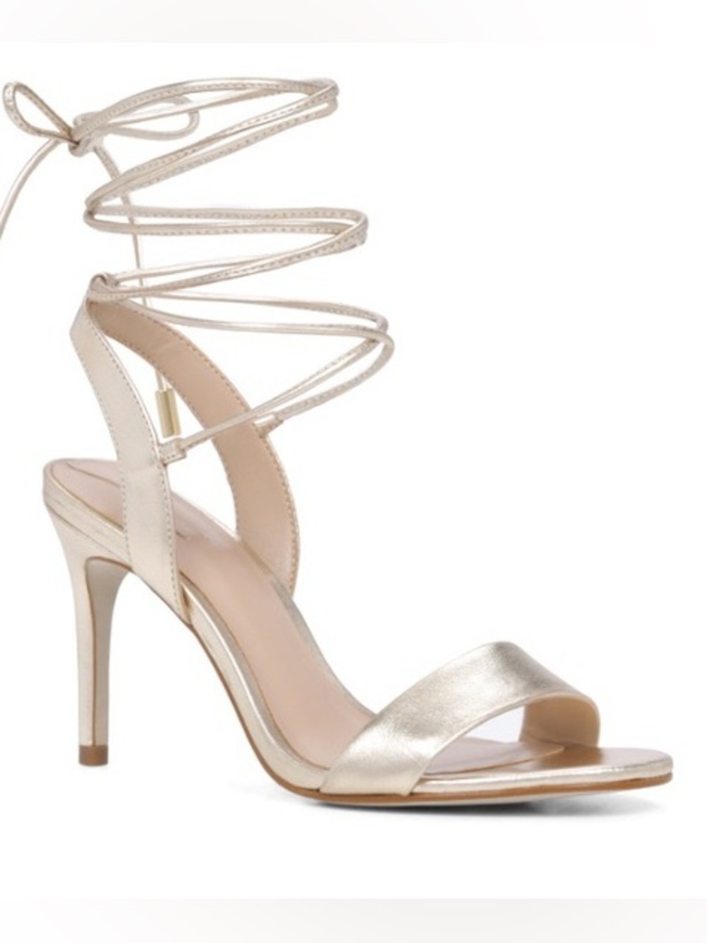 Aldo Metallic Gold Lace-Up Heeled Sandals